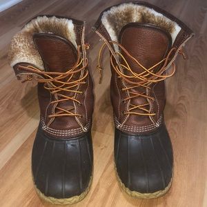 Mens LL Bean shearling lined boots size 12